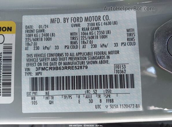 3FMCR9B63RRE52879 2024 FORD BRONCO SPORT Teal Вид підкапотного простору