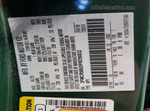 3FMCR9B65PRD56832 2023 FORD BRONCO Green ძრავის განყოფილების ხედი