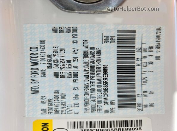 3FMCR9B65RRE99895 2024 FORD BRONCO White Вид підкапотного простору