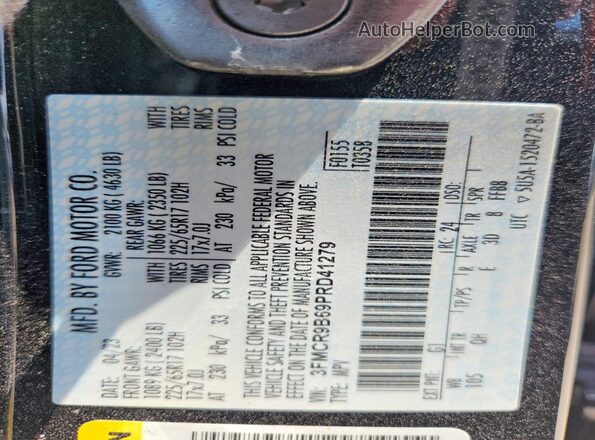 3FMCR9B69PRD41279 2023 FORD BRONCO Black Vista de la etiqueta del VIN