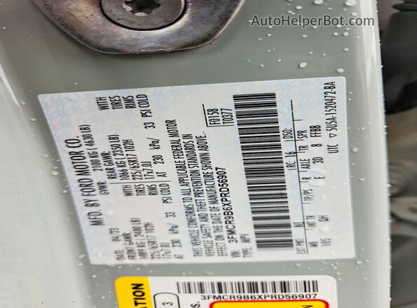3FMCR9B6XPRD56907 2023 FORD BRONCO Turquoise VIN կոդի պիտակի տեսք