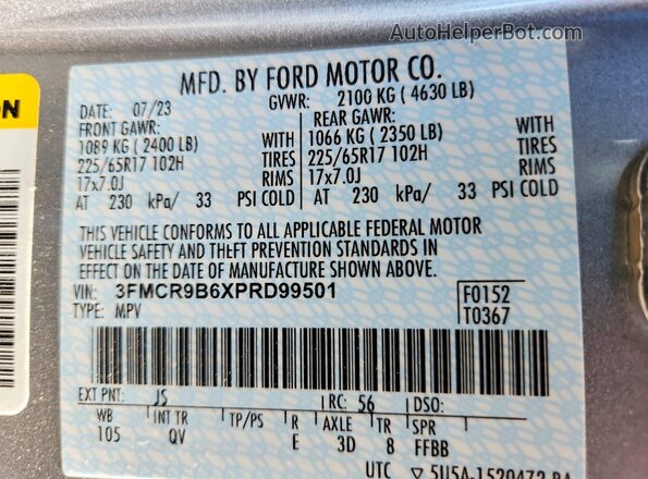 3FMCR9B6XPRD99501 2023 FORD BRONCO Silver Widok wnętrza 360 stopni