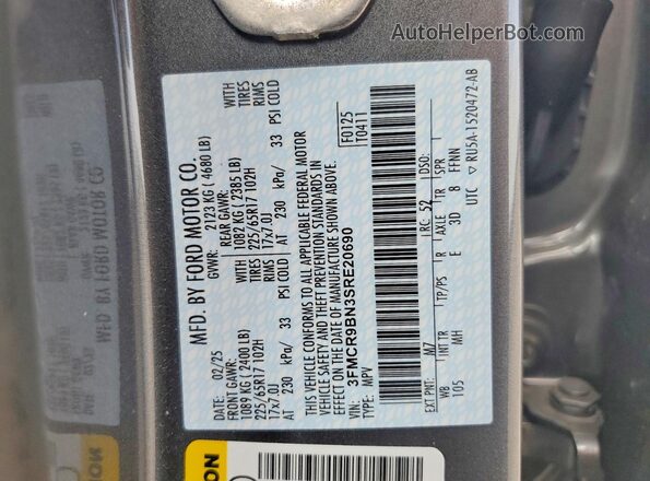 3FMCR9BN3SRE20690 2025 FORD BRONCO Gray Widok komory silnika