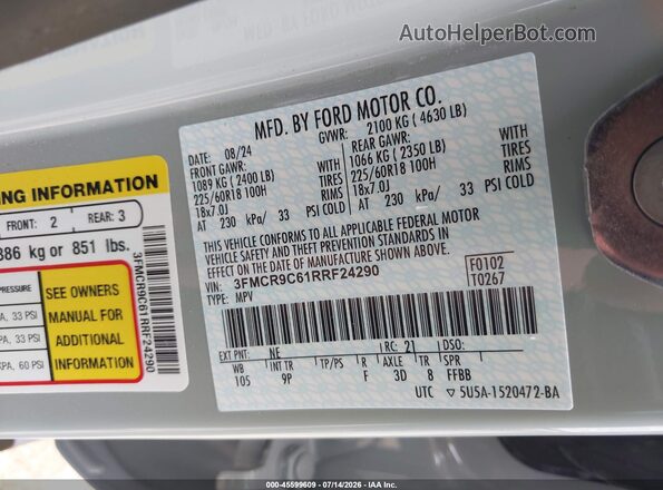 3FMCR9C61RRF24290 2024 FORD BRONCO SPORT Green Շարժիչի բաժամունքի տեսք