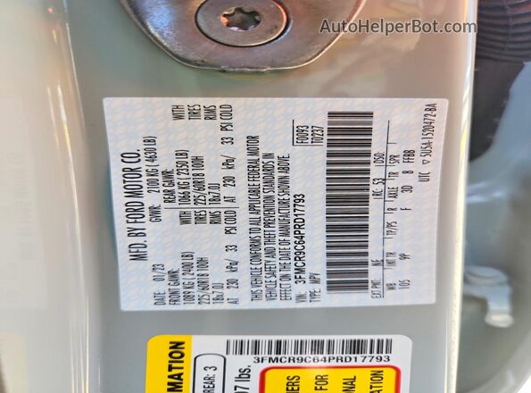 3FMCR9C64PRD17793 2023 FORD BRONCO Silver VIN կոդի պիտակի տեսք