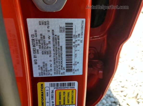 3FMCR9C6XPRD19998 2023 FORD BRONCO Red ძრავის განყოფილების ხედი