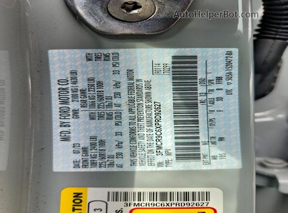 3FMCR9C6XPRD92627 2023 FORD BRONCO Gray VIN კოდის სტიკერის ხედი