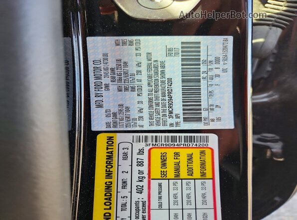 3FMCR9D94PRD74200 2023 FORD BRONCO Черный Панорамный вид салона 360°