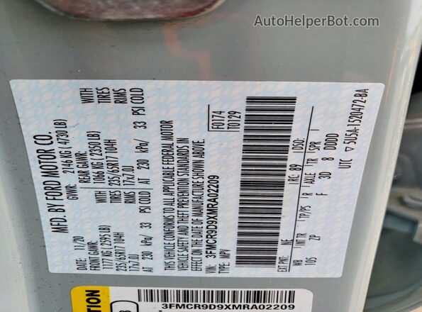 3FMCR9D9XMRA02209 2021 FORD BRONCO Gray Widok komory silnika
