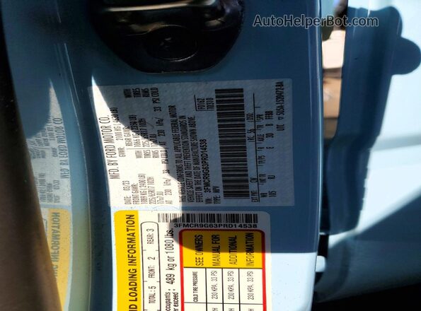 3FMCR9G63PRD14538 2023 FORD BRONCO Blue VIN sticker view
