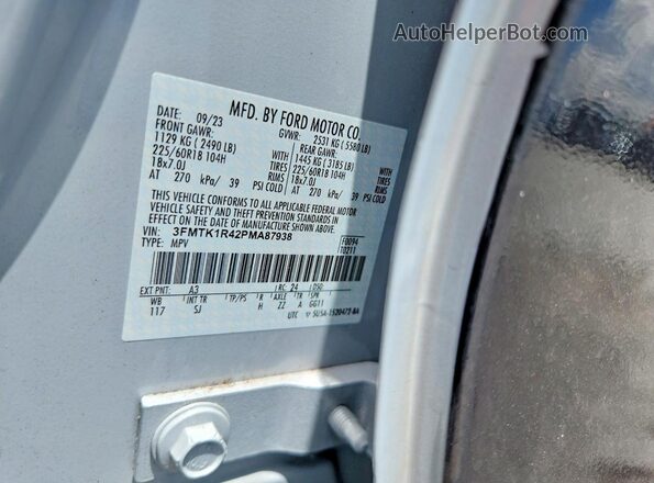 3FMTK1R42PMA87938 2023 FORD MUSTANG Gray VIN კოდის სტიკერის ხედი