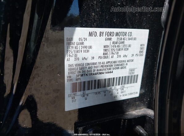 3FMTK1R44RMA14444 2024 FORD MUSTANG MACH-E Black Engine compartment view