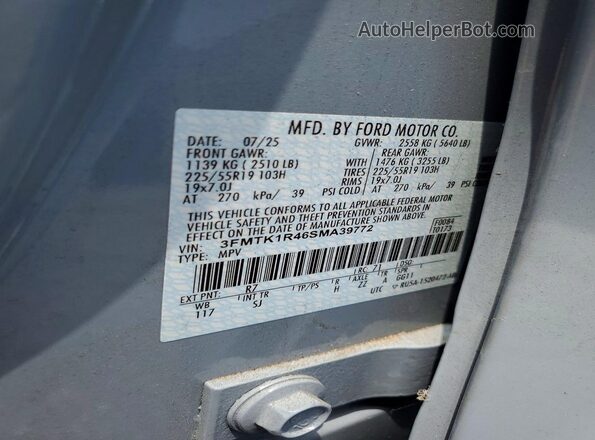 3FMTK1R46SMA39772 2025 FORD MUSTANG Серый Вид наклейки с VIN-кодом