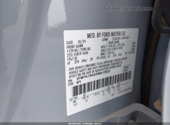 3FMTK1R4XRMA15923 2024 FORD MUSTANG MACH-E Light Blue Engine compartment view