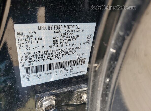 3FMTK1R4XTMA07327 2026 FORD MUSTANG Black Vista de la etiqueta del VIN