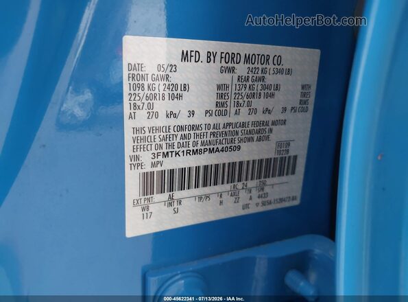 3FMTK1RM8PMA40509 2023 FORD MUSTANG MACH-E Blue Engine compartment view