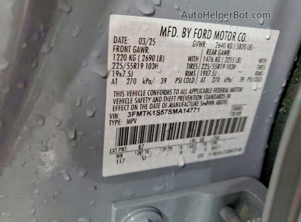 3FMTK1S57SMA14771 2025 FORD MUSTANG Gray VIN կոդի պիտակի տեսք