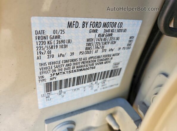 3FMTK1S5XSMA00766 2025 FORD MUSTANG Желто-коричневый Вид наклейки с VIN-кодом