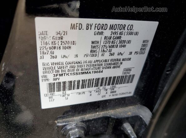 3FMTK1SS8MMA19664 2021 FORD MUSTANG Black Widok wnętrza 360 stopni