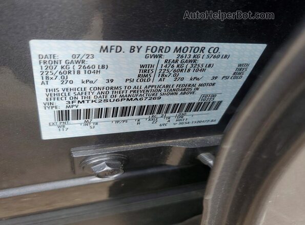 3FMTK2SU6PMA67269 2023 FORD MUSTANG Серый Вид наклейки с VIN-кодом