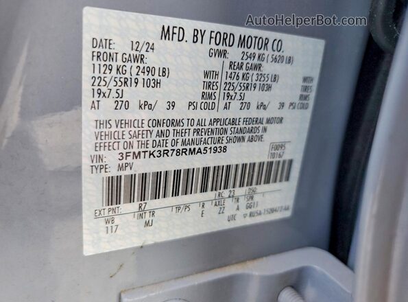 3FMTK3R78RMA51938 2024 FORD MUSTANG Silver Vista del compartimento del motor
