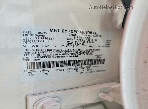 3FMTK3R79RMA20956 2024 FORD MUSTANG White Вид підкапотного простору