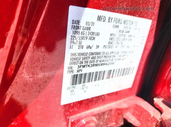 3FMTK3RMXMMA20561 2021 FORD MUSTANG Charcoal Շարժիչի բաժամունքի տեսք