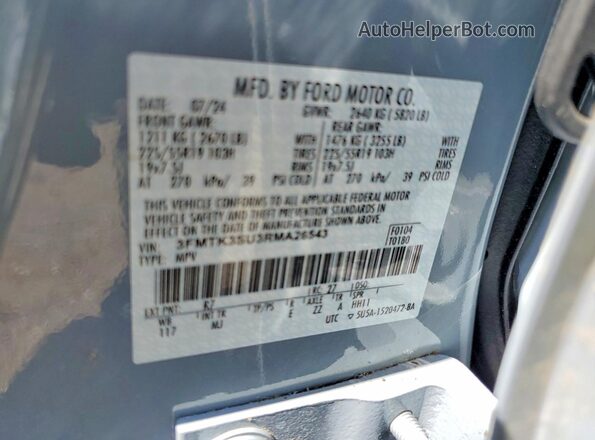 3FMTK3SU3RMA26543 2024 FORD MUSTANG Blue ძრავის განყოფილების ხედი