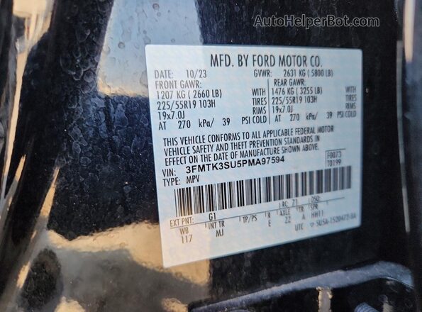 3FMTK3SU5PMA97594 2023 FORD MUSTANG Black Widok wnętrza 360 stopni