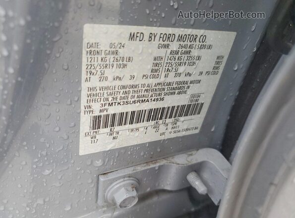 3FMTK3SU6RMA14936 2024 FORD MUSTANG Белый Панорамный вид салона 360°
