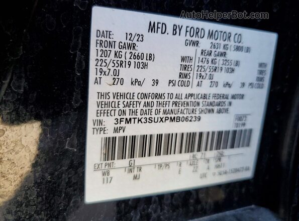 3FMTK3SUXPMB06239 2023 FORD MUSTANG Black VIN sticker view