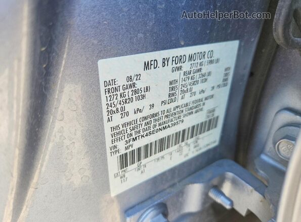 3FMTK4SE0NMA39579 2022 FORD MUSTANG Silver Вид підкапотного простору