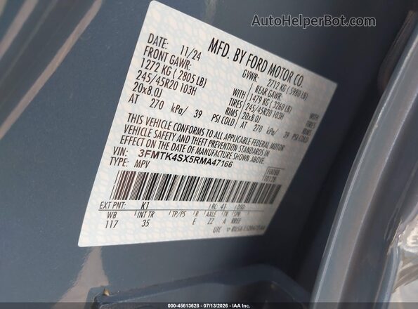 3FMTK4SX5RMA47166 2024 FORD MUSTANG MACH-E Light Blue Widok komory silnika