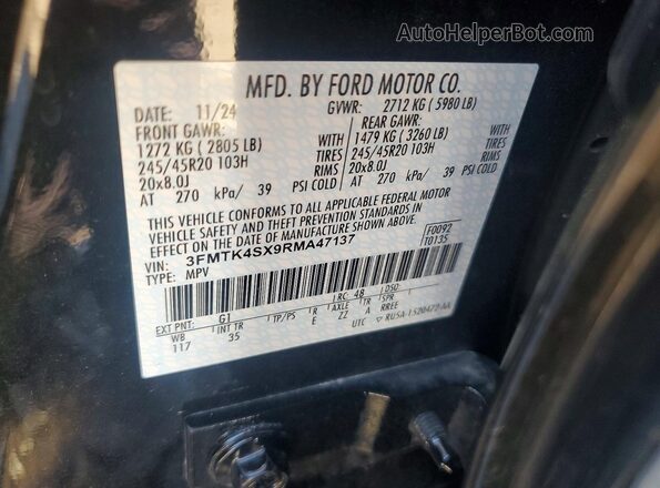 3FMTK4SX9RMA47137 2024 FORD MUSTANG Black Շարժիչի բաժամունքի տեսք