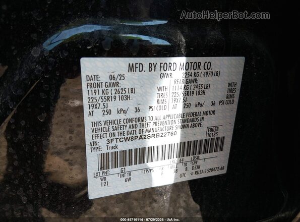 3FTCW8PA2SRB22760 2025 FORD MAVERICK Черный Вид подкапотного пространства
