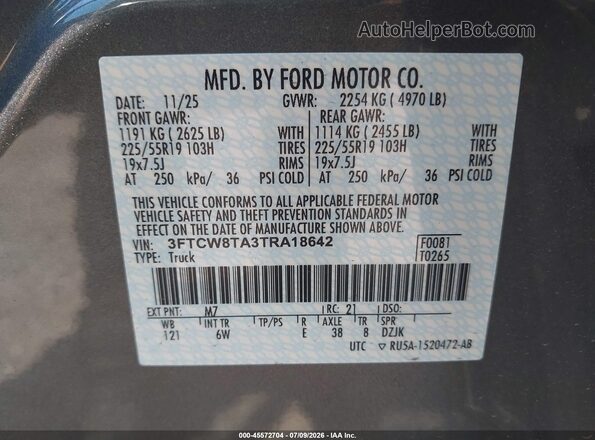 3FTCW8TA3TRA18642 2026 FORD MAVERICK Gray Engine compartment view