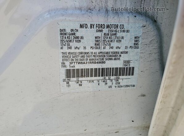 3FTTW8A31RRB49680 2024 FORD MAVERICK White Widok komory silnika