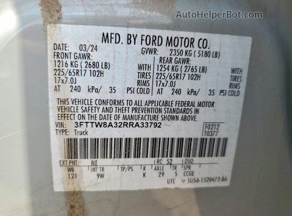3FTTW8A32RRA33792 2024 FORD MAVERICK Серый Вид подкапотного пространства