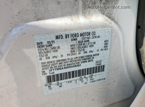 3FTTW8A38SRA58282 2025 FORD MAVERICK White ძრავის განყოფილების ხედი
