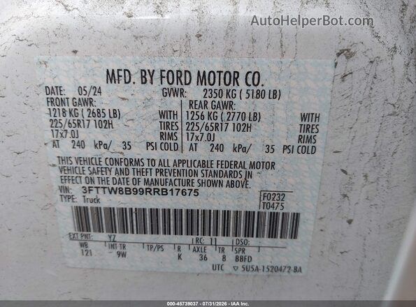 3FTTW8B99RRB17675 2024 FORD MAVERICK Белый Вид подкапотного пространства