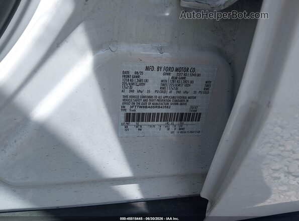 3FTTW8BA0SRB43582 2025 FORD MAVERICK White ძრავის განყოფილების ხედი