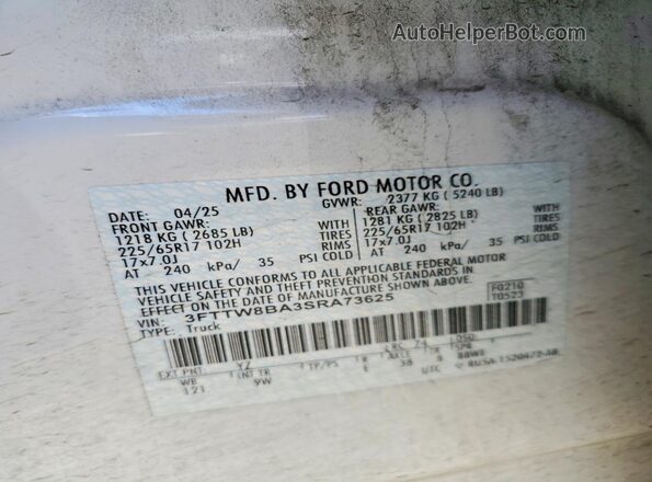 3FTTW8BA3SRA73625 2025 FORD MAVERICK Зеленый Вид подкапотного пространства