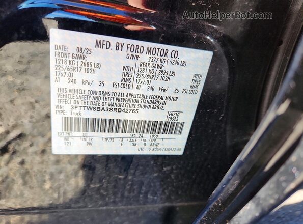 3FTTW8BA3SRB42765 2025 FORD MAVERICK Черный Вид подкапотного пространства