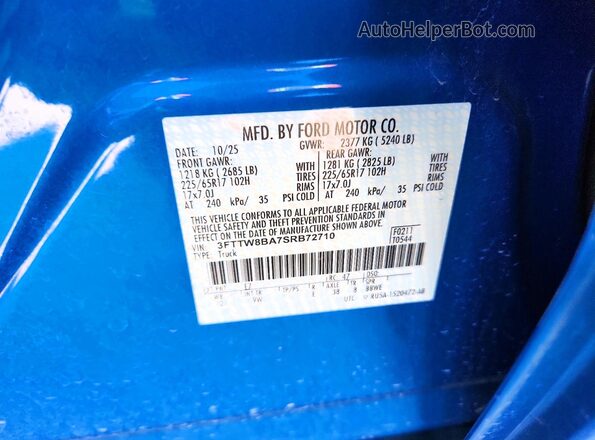 3FTTW8BA7SRB72710 2025 FORD MAVERICK Blue Շարժիչի բաժամունքի տեսք