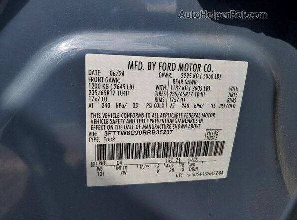 3FTTW8C90RRB35237 2024 FORD MAVERICK Blue Vista del compartimento del motor