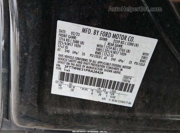 3FTTW8E31PRA28428 2023 FORD MAVERICK Black Вид підкапотного простору