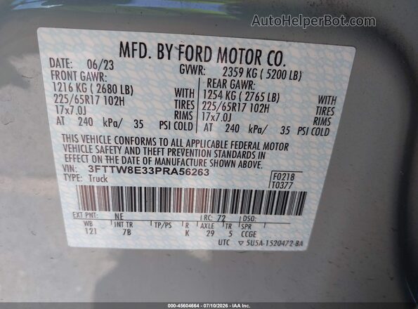 3FTTW8E33PRA56263 2023 FORD MAVERICK Gray Engine compartment view