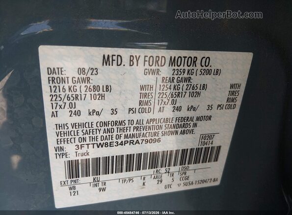 3FTTW8E34PRA79096 2023 FORD MAVERICK Blue Вид підкапотного простору
