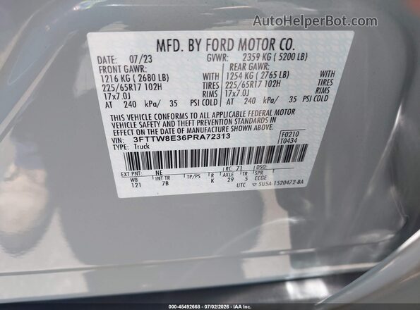 3FTTW8E36PRA72313 2023 FORD MAVERICK Зеленый Вид подкапотного пространства