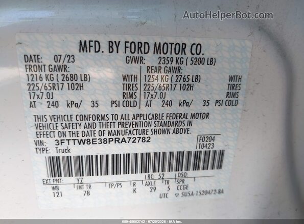3FTTW8E38PRA72782 2023 FORD MAVERICK Белый Вид подкапотного пространства